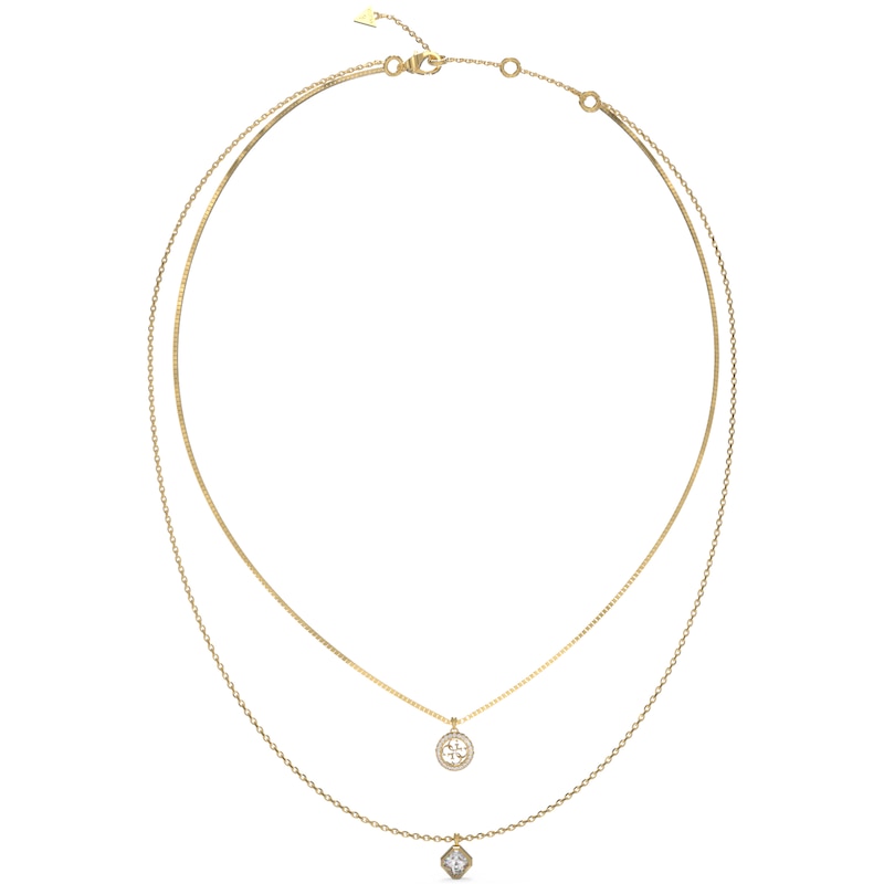 Main Image 1 of Guess Gold Tone 4G Double Layer 16+2" Crystal Necklace