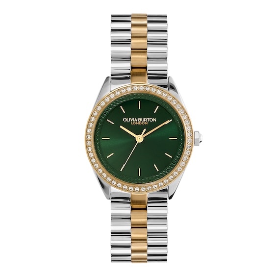 Olivia Burton Bejewelled Gold Tone Stainless Steel Bracelet Watch