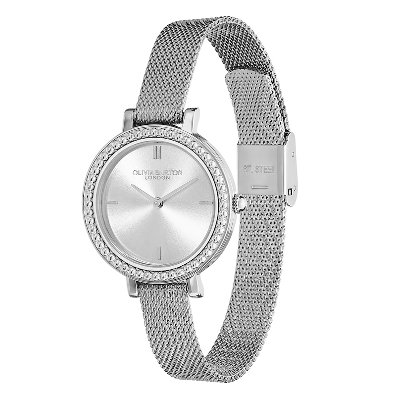 Olivia Burton Vintage Beaded Stainless Steel Mesh Watch