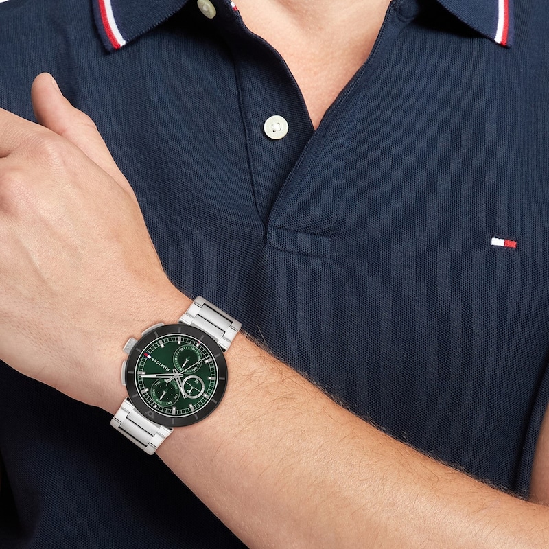 Main Image 4 of Tommy Hilfiger Men's Green Dial Stainless Steel Bracelet Watch