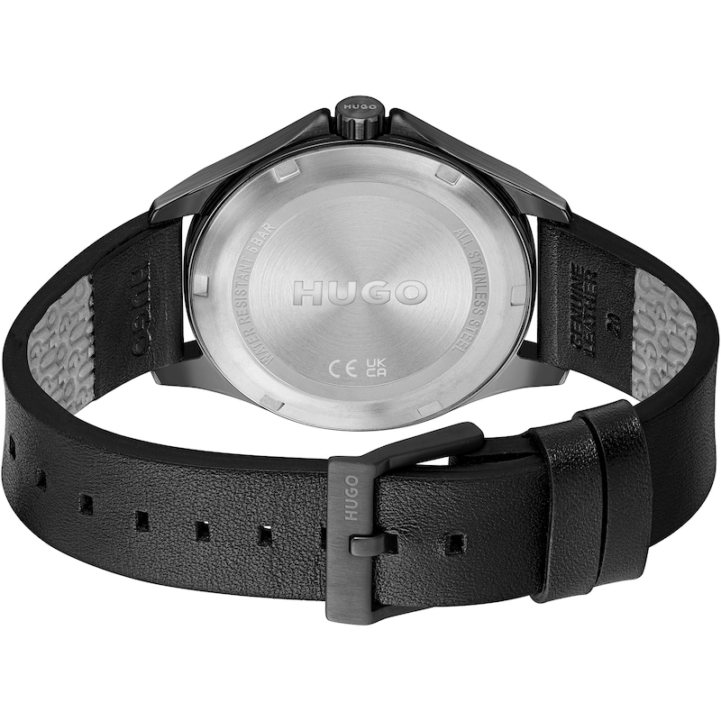 Main Image 3 of HUGO #COMPLETE Men's Black Leather Strap Watch
