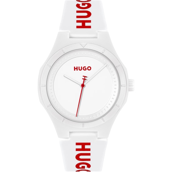 HUGO #LIT Men's White Dial White Silicone Watch