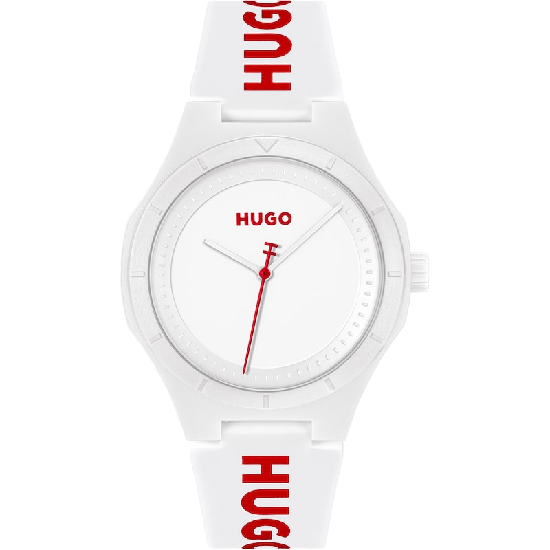 Main Image 1 of HUGO #LIT Men's White Dial White Silicone Watch