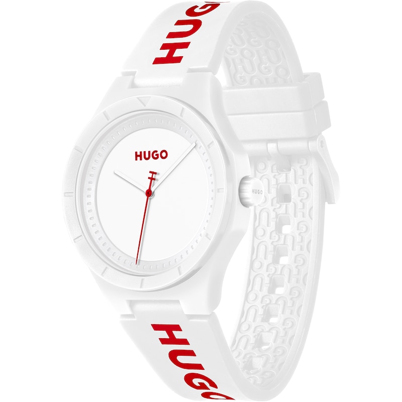 Main Image 2 of HUGO #LIT Men's White Dial White Silicone Watch