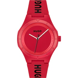 HUGO #LIT Men's Red Dial Red Silicone Watch