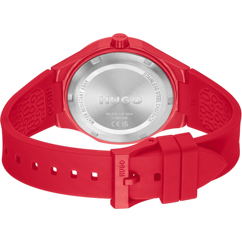 Main Image 3 of HUGO #LIT Men's Red Dial Red Silicone Watch