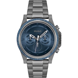 HUGO #BRAVE Men's Grey Tone Ion Plated Stainless Steel Watch