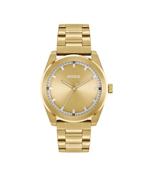 HUGO #BRIGHT Men's Light Yellow Dial Gold Tone Bracelet Watch