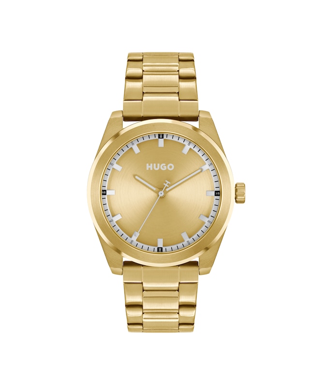 Main Image 1 of HUGO #BRIGHT Men's Light Yellow Dial Gold Tone Bracelet Watch