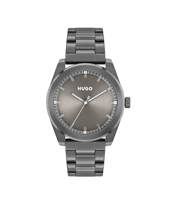 Main Image 1 of HUGO #BRIGHT Men's Grey Ion Plated Bracelet Watch