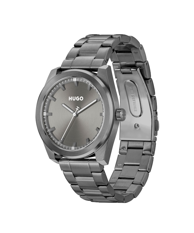 Main Image 2 of HUGO #BRIGHT Men's Grey Ion Plated Bracelet Watch