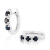 Thumbnail Image 1 of Sterling Silver Black Sapphire & Diamond Hoop Earrings