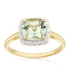 Thumbnail Image 0 of 9ct Yellow Gold Green Amethyst & Diamond Halo Ring