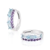 Thumbnail Image 1 of Sterling Silver Blue Topaz & Amethyst Hoop Earrings