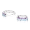 Thumbnail Image 1 of Sterling Silver Blue Topaz & Amethyst Hoop Earrings