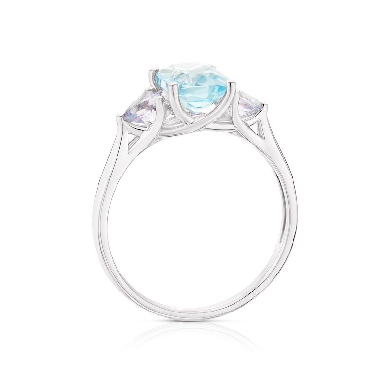 Main Image 3 of 9ct White Gold Blue Topaz & Rose De France Amethyst Ring