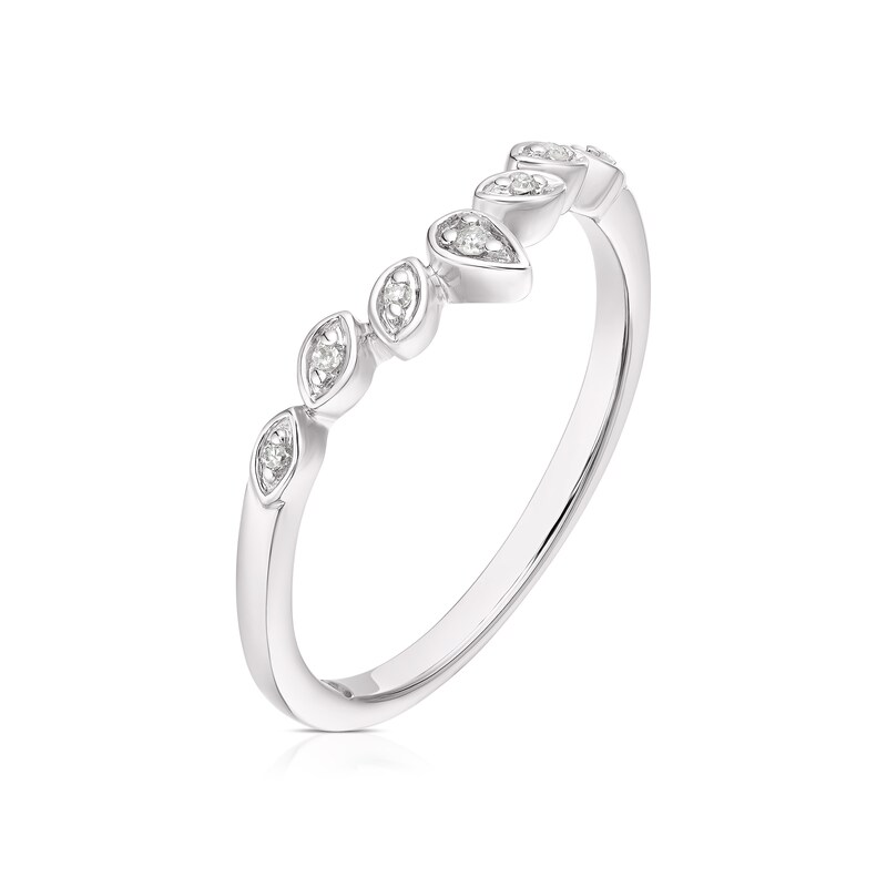 Main Image 2 of Emmy London 9ct White Gold Diamond Leaf Detail Ring