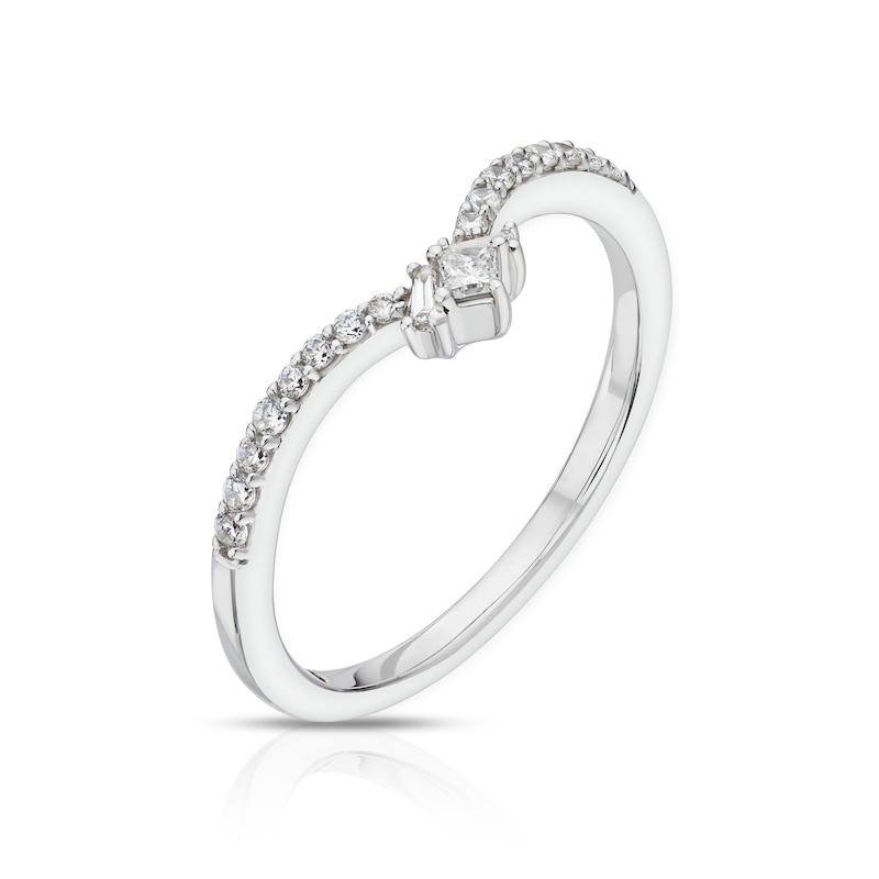 Emmy London 18ct White Gold 0.15ct Diamond Wishbone Shaped Ring