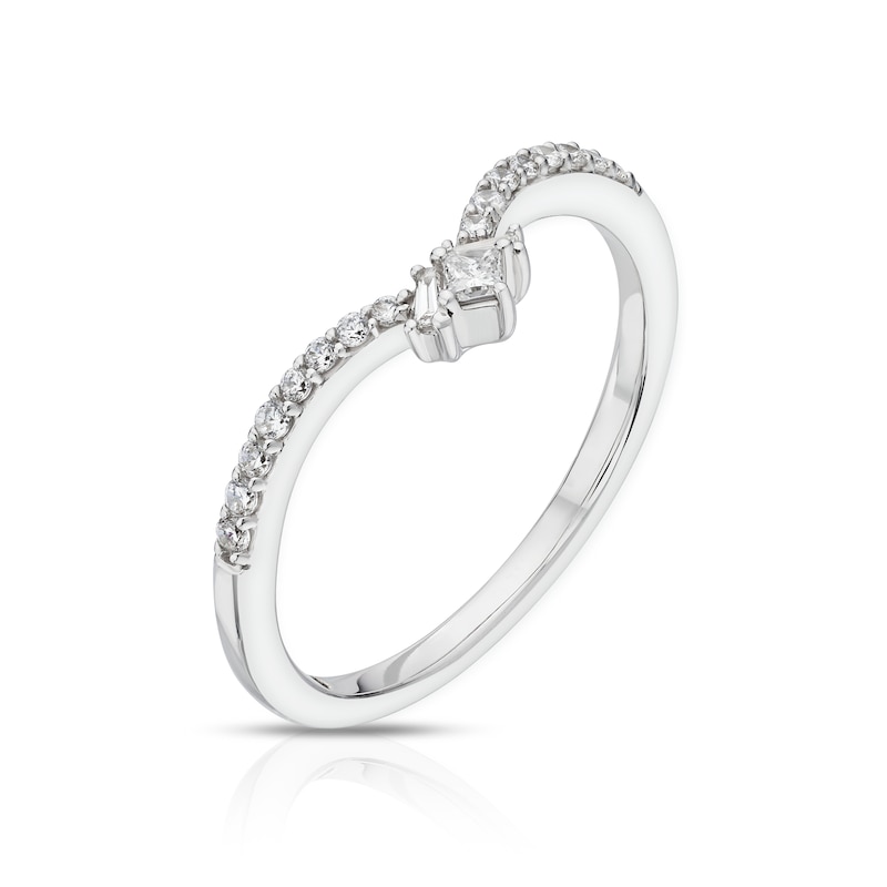 Main Image 2 of Emmy London 18ct White Gold 0.15ct Diamond Wishbone Shaped Ring