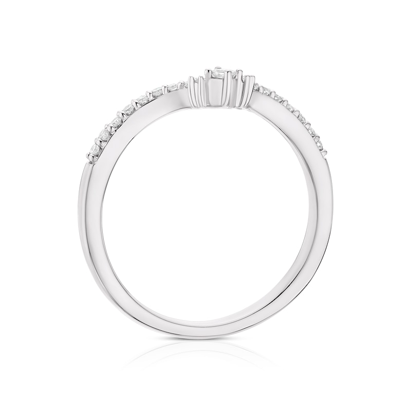 Main Image 3 of Emmy London 18ct White Gold 0.15ct Diamond Wishbone Shaped Ring