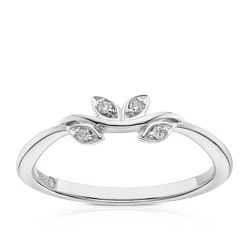 Main Image 1 of Emmy London 9ct White Gold Diamond Floral Design Shaped Ring