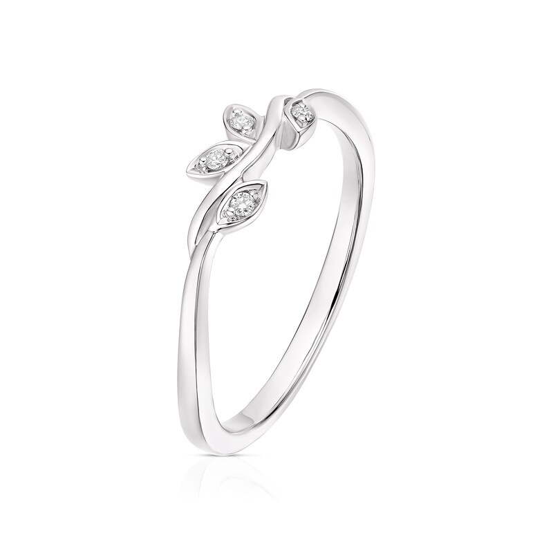Main Image 2 of Emmy London 9ct White Gold Diamond Floral Design Shaped Ring
