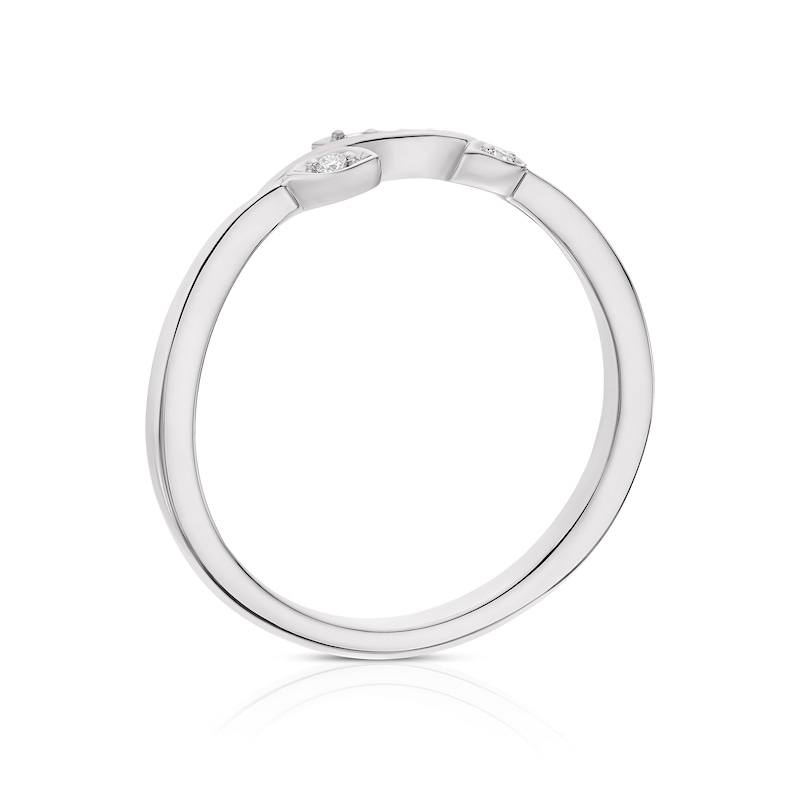 Main Image 3 of Emmy London 9ct White Gold Diamond Floral Design Shaped Ring