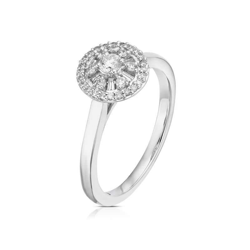 Main Image 2 of Emmy London Platinum 0.25ct Diamond Round & Baguette Cluster Ring