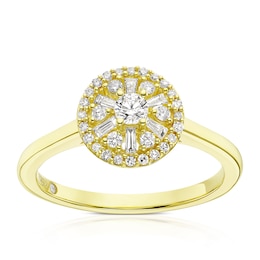 Emmy London 9ct Yellow Gold 0.33ct Diamond Round & Baguette Cluster Ring