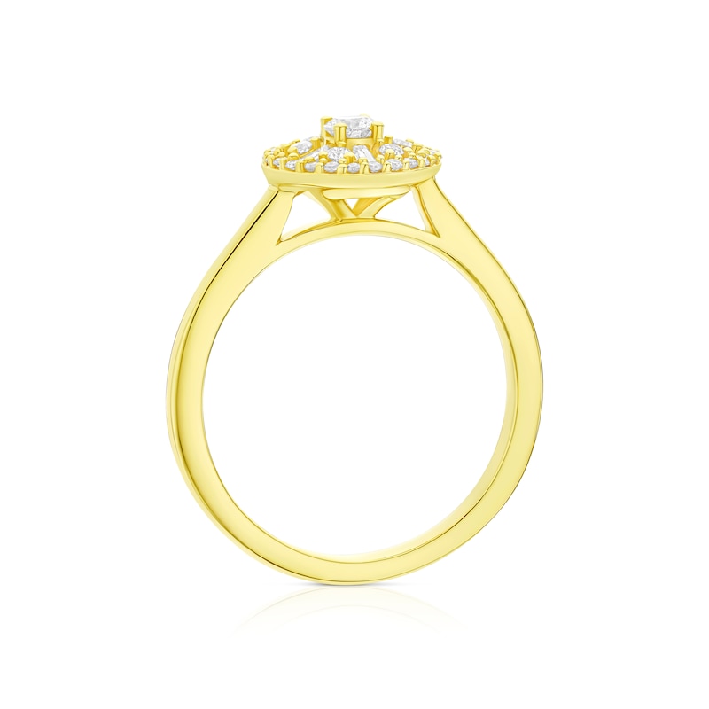 Main Image 3 of Emmy London 9ct Yellow Gold 0.33ct Diamond Round & Baguette Cluster Ring