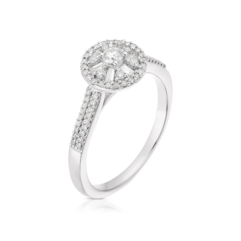 Main Image 2 of Emmy London 9ct White Gold 0.33ct Diamond Round & Baguette Cluster Ring