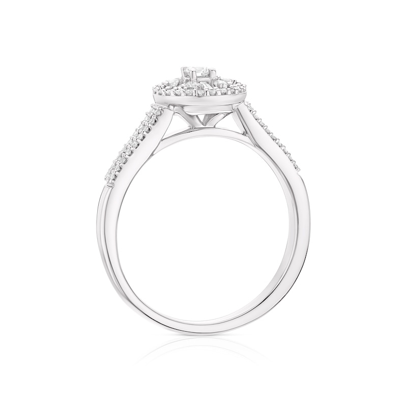 Emmy London 9ct White Gold 0.33ct Diamond Round & Baguette Cluster Halo Ring