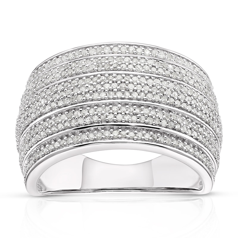 Main Image 1 of 9ct White Gold 0.68ct Diamond Wide Ring