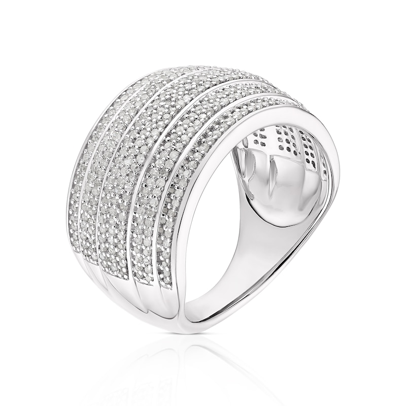 Main Image 2 of 9ct White Gold 0.68ct Diamond Wide Ring