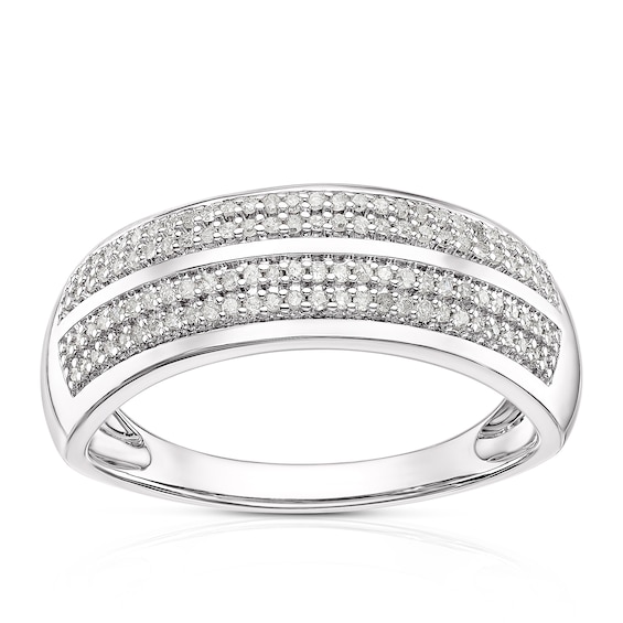9ct White Gold Double Row Eternity 0.20ct Diamond Ring