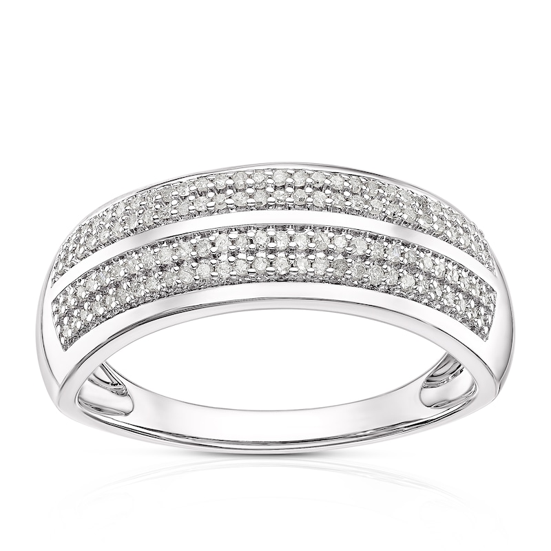 Main Image 1 of 9ct White Gold 0.20ct Diamond Double Row Eternity Ring
