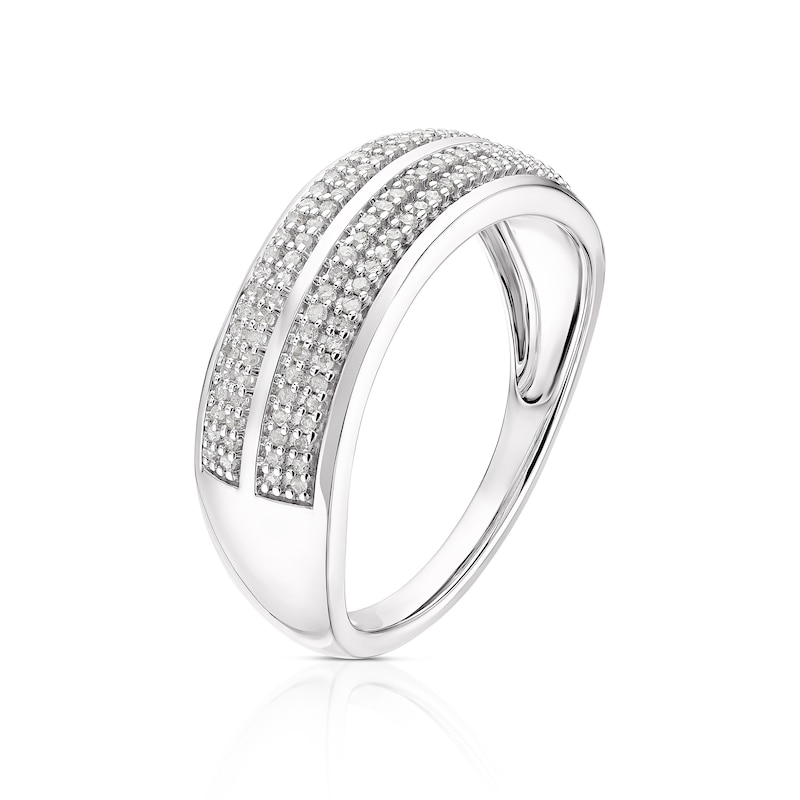 Main Image 2 of 9ct White Gold 0.20ct Diamond Double Row Eternity Ring