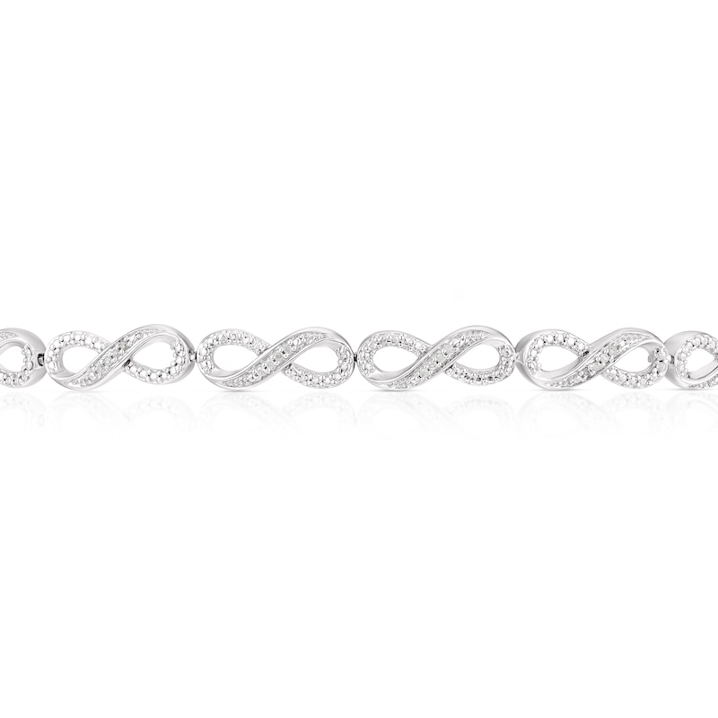 Main Image 2 of Sterling Silver 0.10ct Diamond Infinity 7.3" Bracelet