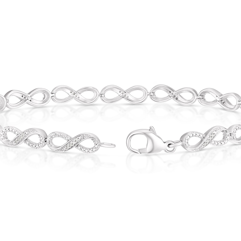Main Image 3 of Sterling Silver 0.10ct Diamond Infinity 7.3" Bracelet