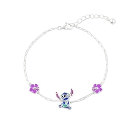 Disney Sterling Silver Stitch Enamel Charm 6.5"+1" Bracelet