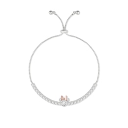 Disney Sterling Silver Minnie Mouse Cubiz Zirconia Lariat Bracelet