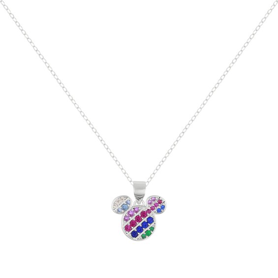 Disney Sterling Silver Diagonal Nano Rainbow CZ Pendant 18 N