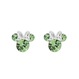 Disney Minnie Mouse Sterling Silver August Birthstone Crystal Earrings