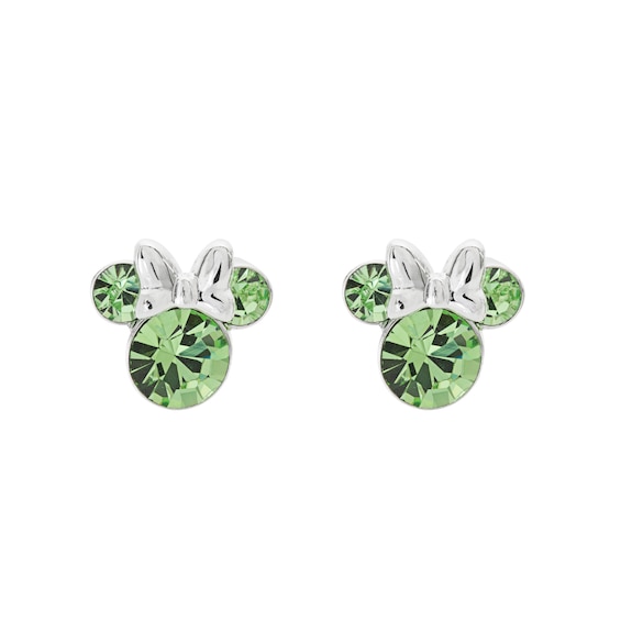 Disney Minnie Mouse Sterling Silver August Birthstone Crystal Earrings