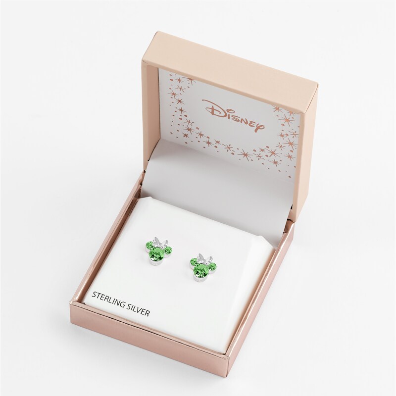 Main Image 5 of Disney Minnie Mouse Sterling Silver August Birthstone Crystal Earrings