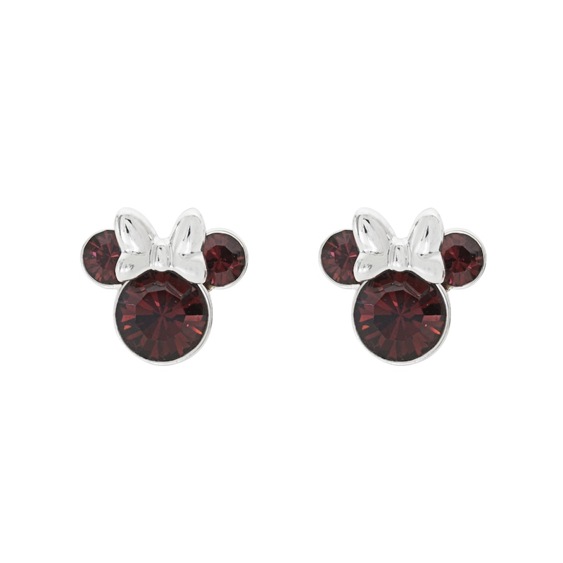 Main Image 1 of Disney Minnie Mouse Sterling Silver January Birthstone Crystal Earrings