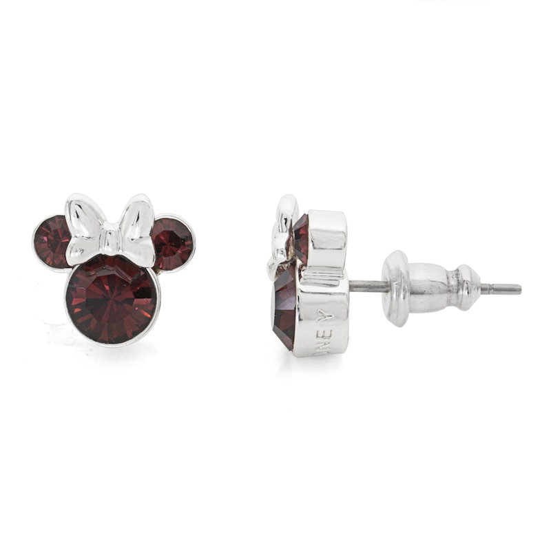 Disney Minnie Mouse Sterling Silver January Birthstone Crystal Earrings