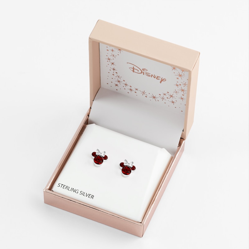 Disney Minnie Mouse Sterling Silver January Birthstone Crystal Earrings