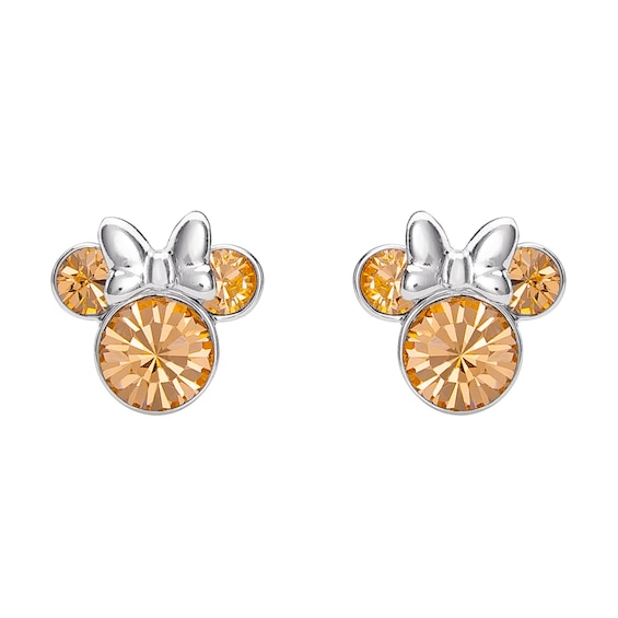 Disney Minnie Mouse Sterling Silver June Birthstone Crystal Earrings