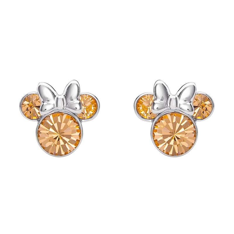 Disney Minnie Mouse Sterling Silver June Birthstone Crystal Earrings